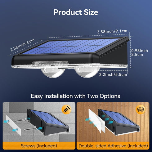 8 Pack, 3 3500K/4500K/6500K, IP66 TECKNET Solar Fence Lights Outdoor Modes Waterproof LED Deck Light, Dusk to Dawn