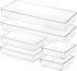 Voova 6 Pack Plastic Drawer Organizers Set - 3-Size Kitchen and Office Desk Drawer Organizer Trays, Clear