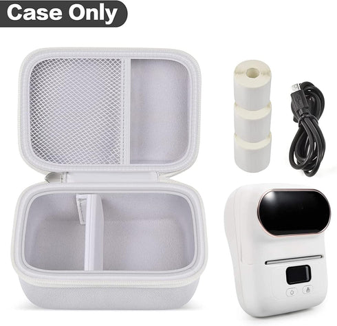 Phomemo M110 Label Maker Case - Portable Mini Bluetooth Thermal Printer Storage Bag for Labels, USB Cable, Accessories