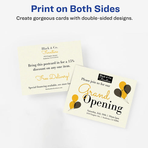 Printable Postcards Avery, 4.25" x 5.5", Ivory, 100 Blank Postcards for Laser and Inkjet Printers (5919)
