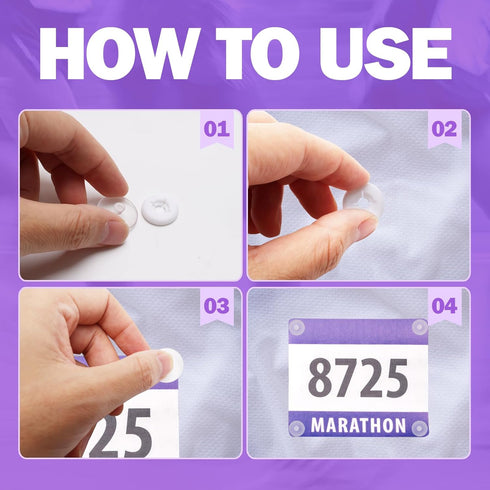 40P Coolrunner Running Bib Clips, Clear Race Number Buckle, Race bib Clips Fixing System Triathlon Race Bib Holder