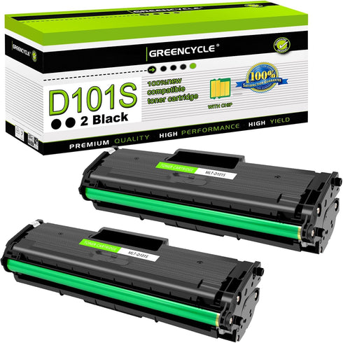 greencycle MLTD101S Compatible Toner Cartridge for Samsung 101S MLT D101S (2-Pack, Black) for ML-2165W SCX-3400