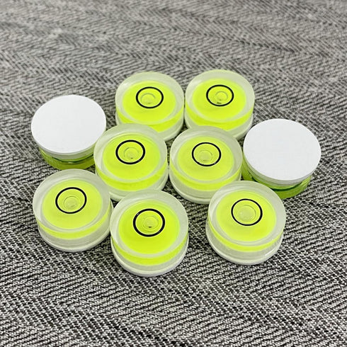 5Pcs Small Circular Bubble Levels with Double Sided Adhesive Bottom Mini Little Stick-on Bubble Spirit Level Measuring Layout Tools Levels (15x6mm)