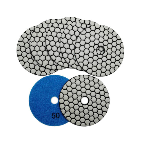 SHDIATOOL 4 Inch Dry Diamond Polishing Pads, Grit 50, 7Pcs for Granite Marble Stone