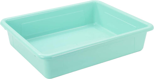 Storex Letter Size Flat Storage Tray – Organizer Bin with Non-Snap Lid, Teal, 5-Pack for Classroom, Office, Home