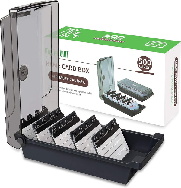 MyLifeUNIT Business Card Holder, Index Card Organizer with Dividers, Capacity: 500 Cards (2.2" x 3.5")