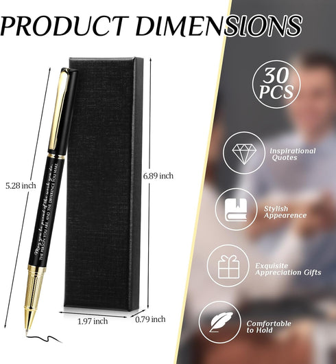PerKoop 30 Sets Thank You Pens, Employee Appreciation Ballpoint Pen Gifts with Inspirational Quotes, Black Ink