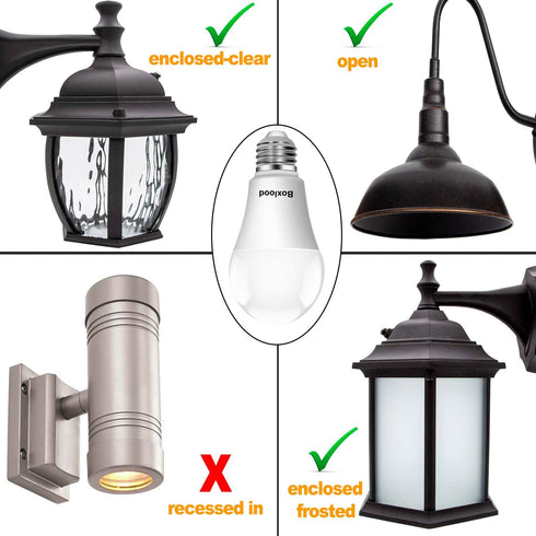 Dusk to Dawn Light Bulbs, 9W E26 Base, 60W Equivalent, Automatic On/Off, 3000K Warm White, 4 Pack