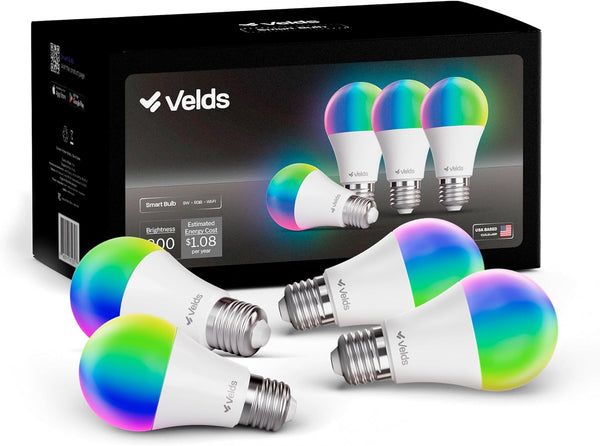 Smart Light Bulbs, Dimmable Color Changing LED RGBW, Compatible with Alexa &