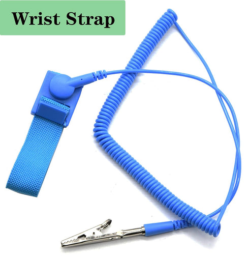 ESD High Temperature Mat Kit, 16" x 24" x 0.08", Blue Anti-Static Mat with Wrist Strap and Grounding Cord