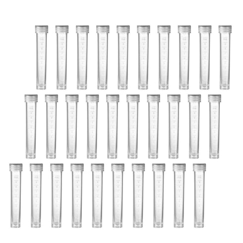 Eowpower 30pcs 10ml Lab Plastic Graduated Vial Storage Test Tubes with Seal Cap Container