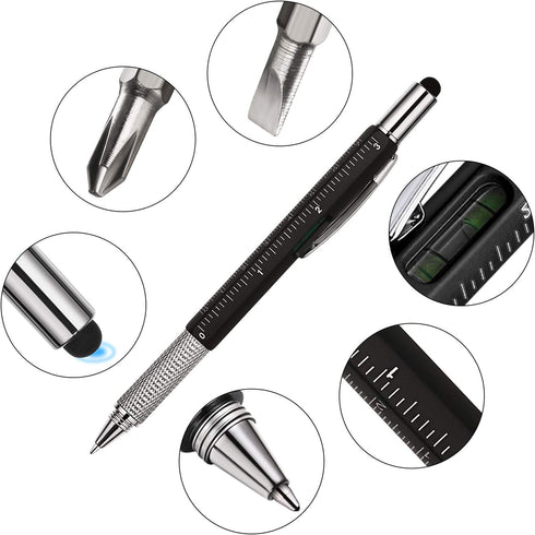 Zhanmai 8 Pieces Gifts for Men, Fathers Day Dad Gifts, 6 in 1 Multitool Pen Set with Refills, Black
