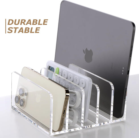 SANRUI Acrylic Desk File Organizer Holder, 5 Upright Clear Desktop Mails Sorter, Document Magazine Storage for Home,