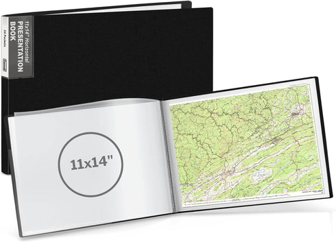 Dunwell 11x14 Portfolio Binder Folder (Black, Horizontal) with 24 Plastic Sleeves, Portfolio Presentation Book for Kids