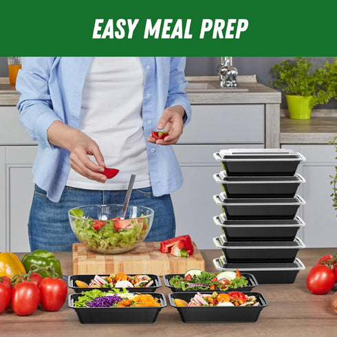 50 Pack (100-Piece) 32 oz Meal Prep Containers, Reusable with Lids, Sturdy Leakproof & Food Safe, Microwave &