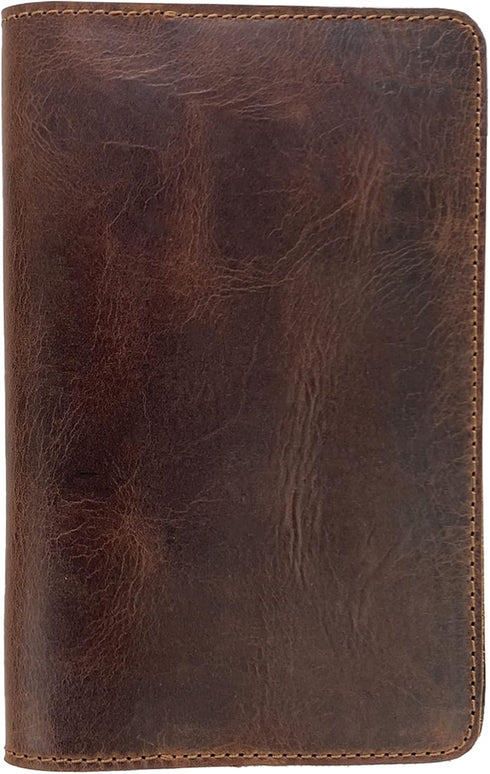Hide & Drink, Rustic Cover for Leuchtturm A6 Hardcover Notebook (3.6 x 5.9 in. Notebook Not Included) Full Grain Leather, Handmade, Bourbon Brown
