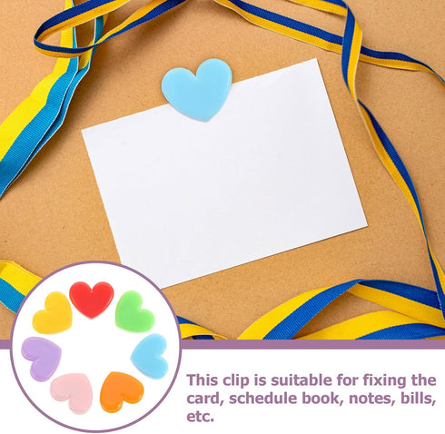 TEHAUX 20pcs Heart Shaped Binder Clips, Small File Clips, Cartoon Bookmark Clip for Office Folder