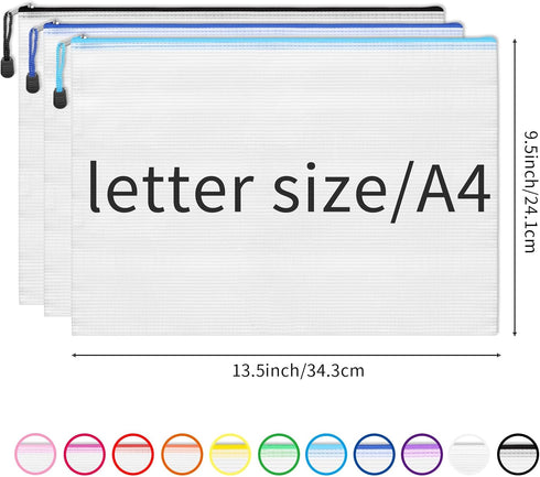 EOOUT 36pcs Mesh Zipper Pouch Bags A4 Size Board Game Storage Zipper Bags for Organizing, Plastic Zipper Pouch in 11 Colors Letter Size Puzzle Storage and Office Supplies by EOOUT