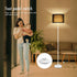 58" Bulb) Floor Lamp White, Standing Lamp, Tall Floor Lamp with Black Lampshade, Foot Pedal Switch, Modern Bright Floor