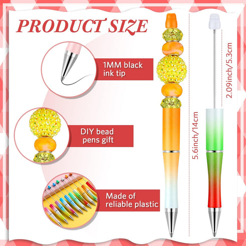 Crtiin 50 Pieces Plastic Beadable Pen Bulk Bead Ballpoint Pen Shaft Black Ink Beaded Pens with 50 Refills for DIY Making Gift Kids Students Office School Supplies (Candy Gradient Color) by Crtiin