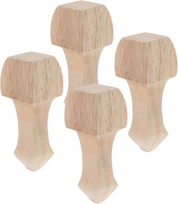 SOLUSTRE Solid Wood Furniture Legs Feet Set 4pcs, European Style Carved Wooden