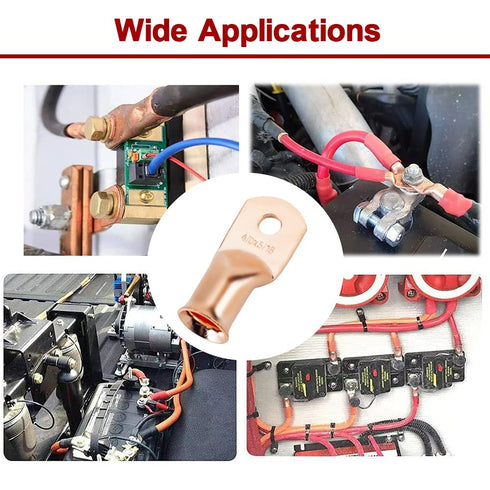 4/0 AWG 5/16" Stud Heavy Duty Battery Ring Terminal, 10 pcs Copper Wire Lugs, Tubular Ring Terminal Connectors