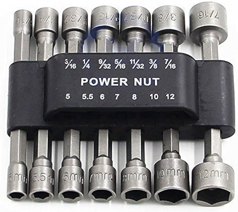 PANOVOS Power Nuts Driver Drill Bit Tools Set Metric Socket Wrench Screw 1/4''