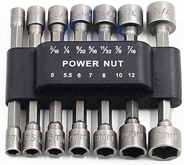 PANOVOS Power Nuts Driver Drill Bit Tools Set Metric Socket Wrench Screw 1/4''