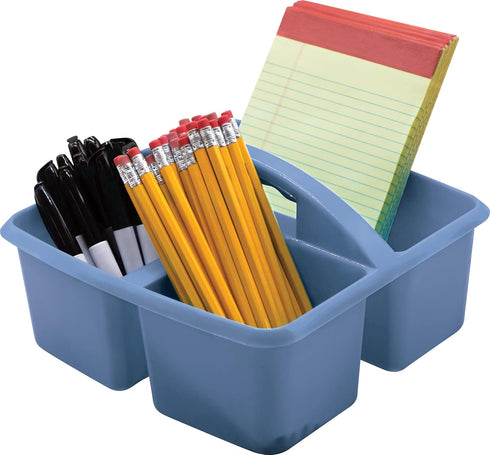 Teacher Created Resources Slate Blue Portable Plastic Storage Caddy 6-Pack, 3 Compartments for Classrooms, Kids Room,
