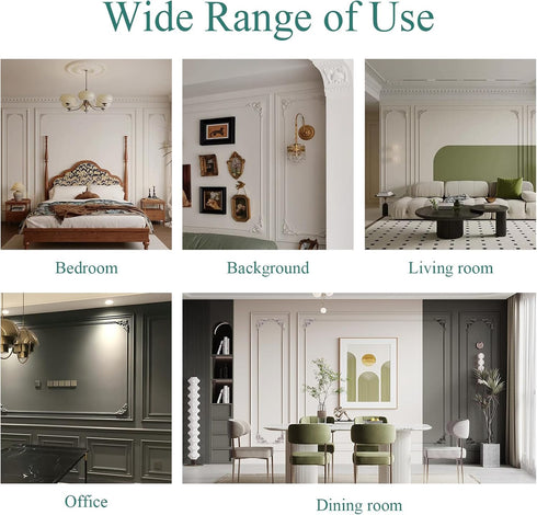 2 Project4.5IN*4.5IN PCS Carved Appliques Onlays, White PVC Corners Applique Flower Carvings Decals for Mirrors