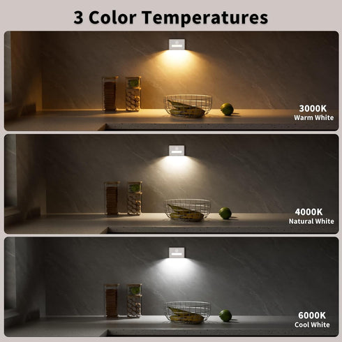 3 Dimmable Stairs,Hallway,Closet,Cabinet,Bedroom,White WOBSION Rechargeable Wireless Motion Sensor Stair Lights