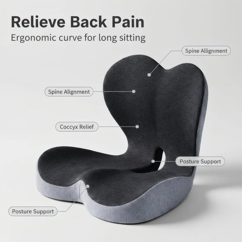 SOWAXGO Memory Foam Seat Cushion for Office Chair & Car Seat, Ergonomic Coccyx Cushion for Pressure Relief & Back