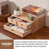 Kirigen Natural Wooden Desktop Organizer - Office Supplies Filing Tidy Storage Shelf with 3 Drawers (NA, 2-Layer & 3