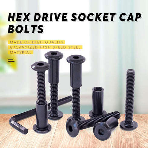 Swpeet 25Pcs M6x40mm Carbon Steel Black Hex Drive Socket Cap Bolts with 1Pcs Allen Wrench, Furniture Kit