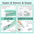 UPIHO Teal Desk Accessories Set, Green Office Supplies with Stapler, Tape Dispenser, Remover, Clips, Scissors