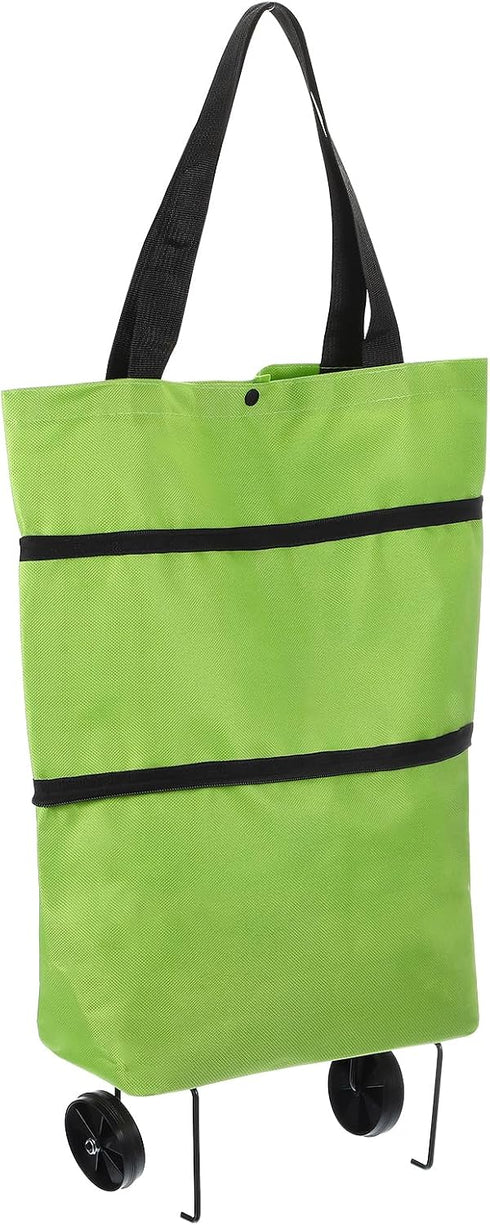 MECCANIXITY Folding Shopping Bag with Wheels 66lb Reusable Collapsible Grocery Cart Foldable