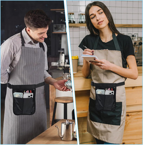 Tucnoeu Pack Server Waist Pouch, Black Restaurant Bar Waiter Waist Tool Pouch Bag with Adjustable Belt, Utility Server