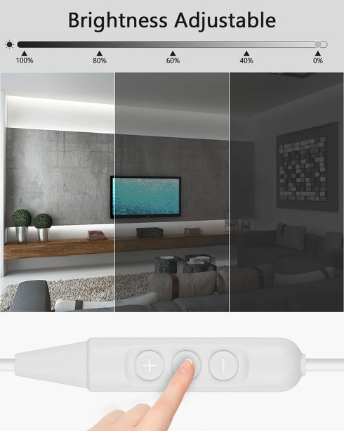 1M 5V 6000K Dimmable 3.28FT 320Leds 3D CRI>85 Aclorol COB LED Strip Light White USB Powered TV LED Backlights Flexible