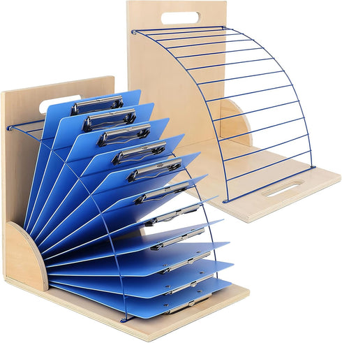Clipboard Holder, Wooden Clipboard Storage Rack with Sturdy Metal Shelf, Organizer for Classroom, Office, Home (2 PCS)