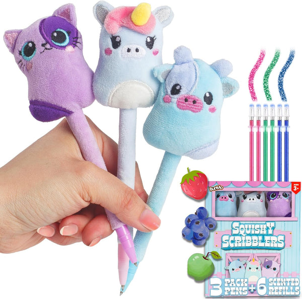 BUNMO Cute Pens, Refills Included, Soft Grip, Fun Pens for Kids Drawing & Writing, Gift for Teen Girls, Plush Pens 3