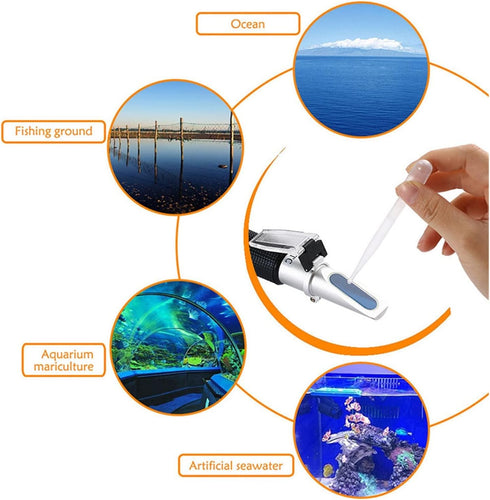 VGVGV 0~10% Brix Refractometer, Salinity Refractometer Meter Water Reader Marine Salt Aquarium Test Tester Digital PH
