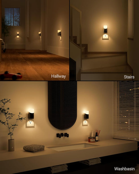 1-150LM Dimmable 2 Pack Lyridz LED Night Lights Plug into Wall with Motion Sensor, Plug-in Nightlight Indoor