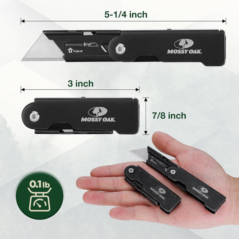 MOSSY OAK 2-Pack Folding Pocket Utility Knife Set, Quick Change Box Cutter with Frame Lock