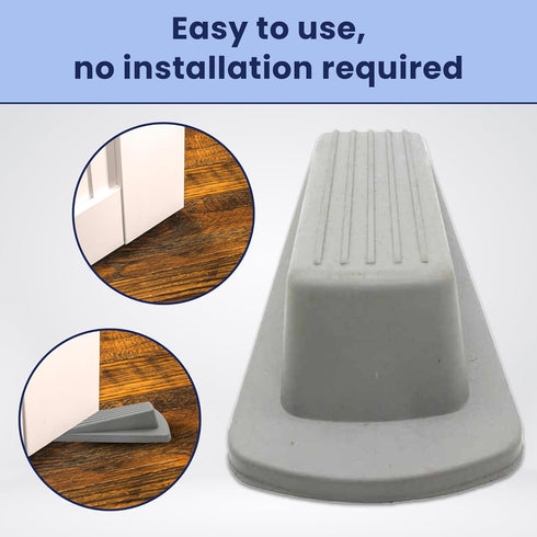 Door Stoppers for Floors - Holds Open & Prevents Lock-Outs for Carpet, Tile, Concrete & Wood - Pack of 3, Gray