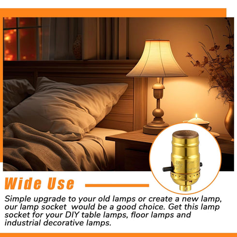 Saysurey 8 Pack E26 UL Listed Lamp Socket with Push On/Off, Threaded Base, Medium Screw Push Socket, Lamp Parts