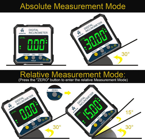 Magnetic Digital Protractor Inclinometer, Fast & Stable Measurement Tool with Backlit Display and Magnetic Base