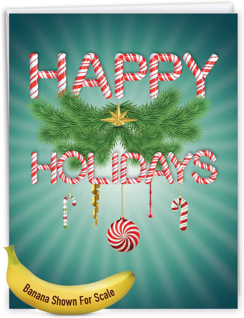 The Best Card Company Jumbo Merry Christmas Card (8.5 x 11 Inch) - Big Group Notecard for Happy Holidays, Xmas