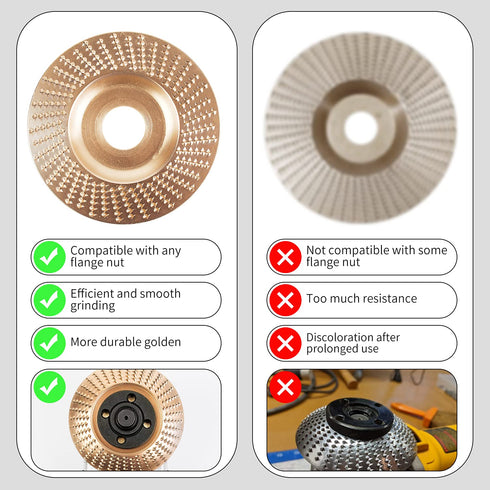Upgraded 3PCS Wood Carving Disc Set for 4" or 4 1/2" Angle Grinder, Grinding Wheel Shaping Disc for Wood Cutting