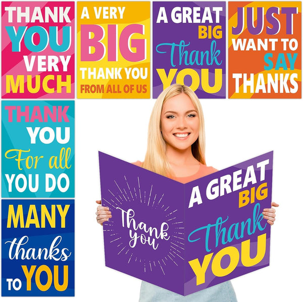 6PCS Large Thank You Cards Big 14 x 21 Inch Thank You