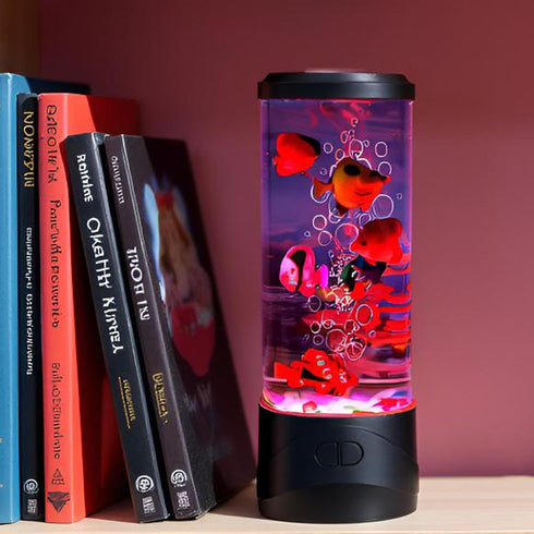 Bubble Fish Lamp Electric Fish Tank Table Lamp Fake Aquarium with Color LED Changing Light Gift for Kids Men Women Home